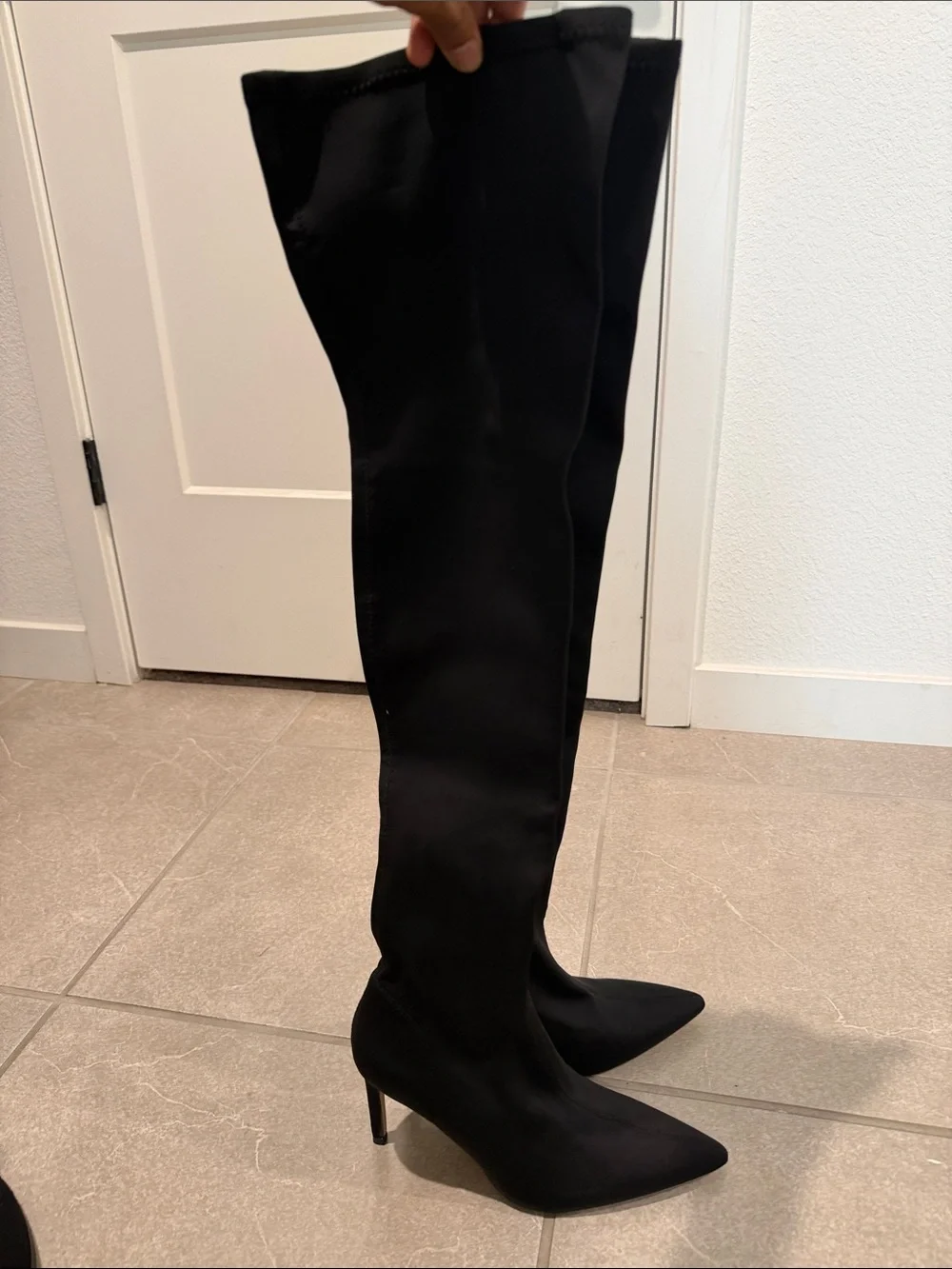 Zara Black Over-The-Knee Pointed Toe Stiletto Boots